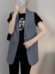 灰色西装马甲女款2026夏季新款职业装中长外穿坎肩背心西装外套