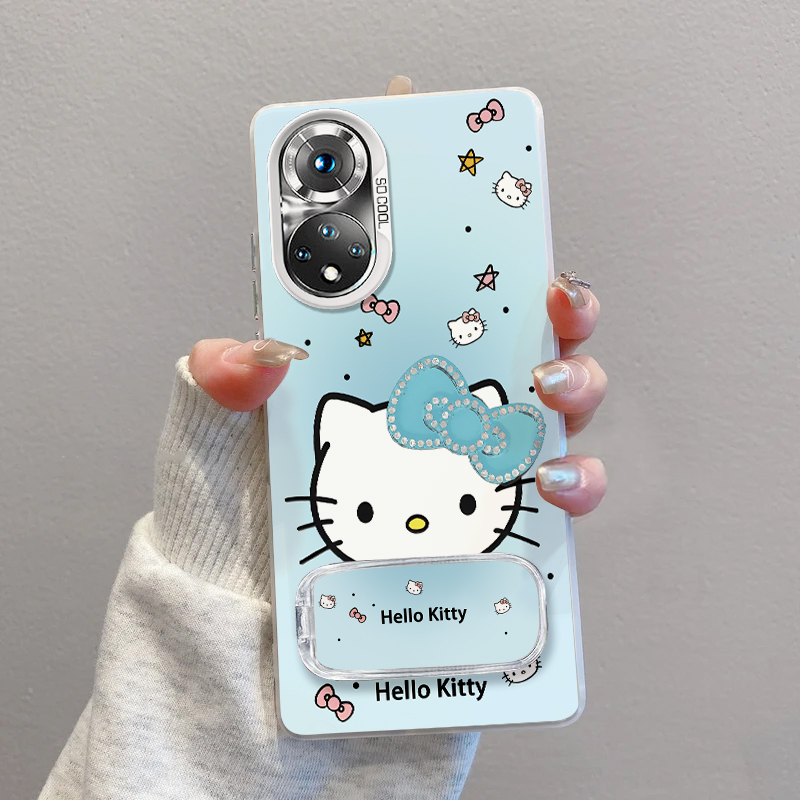 荣耀50手机壳镶钻KT猫磨砂彩银