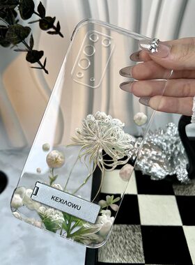 适用华为荣耀9X手机壳彼岸花透明PC无边框HonorX10轻薄简约高级感防摔荣耀X9Pro时尚创意金属支架保护套