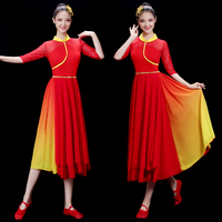 现代女中国风新款雨夜红枣树连衣裙