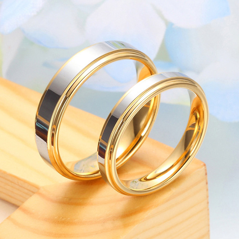 定情信物 玫瑰金戒指刻字男士戒指女指环情侣对戒子镀18k彩金结婚