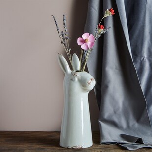 陶瓷花瓶摆件美式田园风格复古插花客厅玄关装饰品花器工艺品