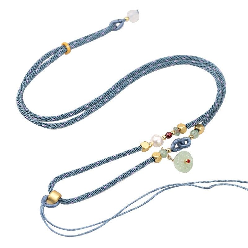 吊坠绳男女项链绳手工编织玉佛牌玛瑙莲蓬文玩挂脖红绳子