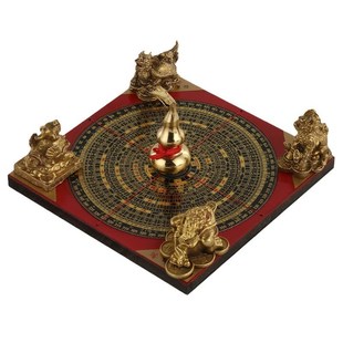 黄铜五宝阵摆件铜金钱貔貅葫芦龙龟麒麟罗盘家居装饰品