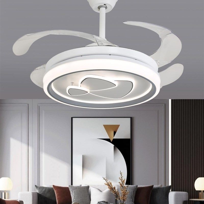 现代简约隐形风扇灯客厅卧室餐厅房间吊扇灯北欧创意带灯电扇中山
