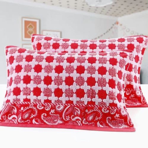 毛圈枕巾 加大加厚吸汗棉红色婚庆情侣成人家用枕头盖巾