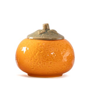 橘子糖罐大吉大利高颜值防飞灰烟灰缸茶叶罐带盖密封罐陶瓷罐小号
