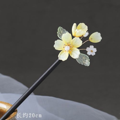 盘发木簪木质簪子发钗古风发簪 汉服发饰复古花蕊茶服旗袍头饰女