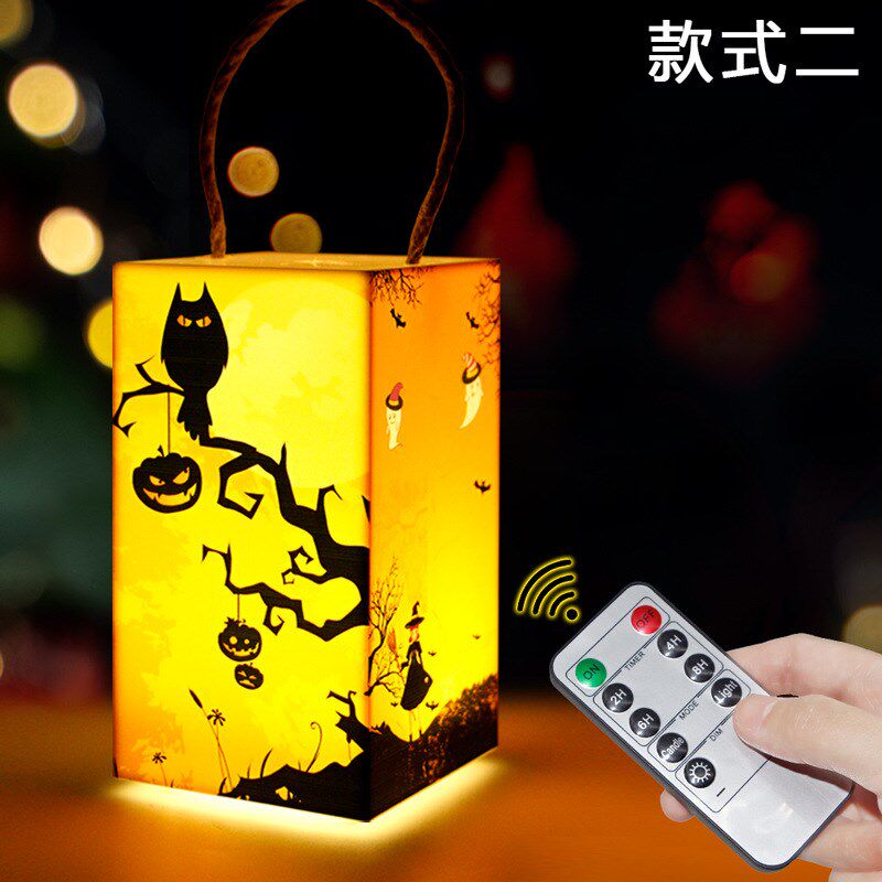 新款万圣节装饰南瓜灯幽灵骷髅手提发光夜灯鬼节装饰布置道具