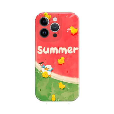 西瓜鸭子适用苹果15手机壳14promax新款2024透明iphone15pro女11软壳13pro硅胶plus全包8防摔12小众x套原创软