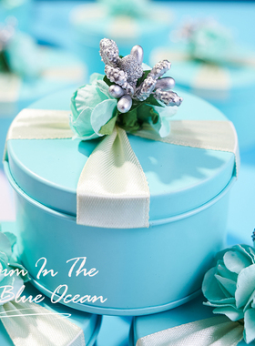 喜糖盒铁盒2022新款费列罗2颗喜糖盒结婚专用简单免折叠圆形紫色