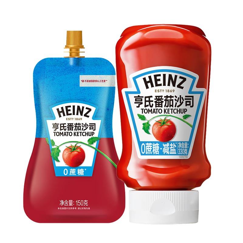 亨氏0蔗糖番茄沙司150g+330g 控糖减盐意大利面汉堡三明治番茄酱,粮油调味/速食/干货/烘焙,番茄酱,淘宝优惠券,粉丝福利购,淘宝优惠卷