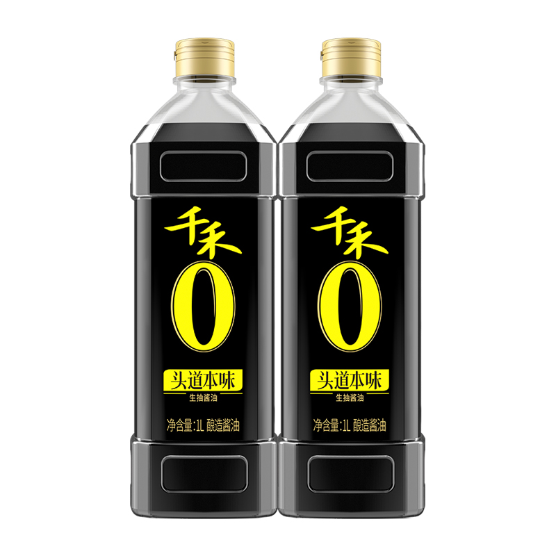 千禾零添加头道本味生抽酱油1L/瓶家用厨房炒菜炒饭调味酿造酱油