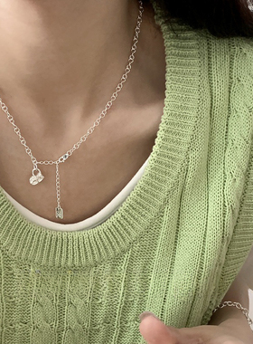 925纯银锁骨链女不规则爱心项链