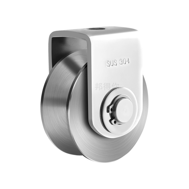 邦得你 不锈钢滑轮轴承V型轨道轮U型定滑轮单轮钢丝绳吊环平移门