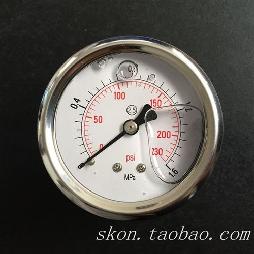 YN60Z不锈钢耐震压力表油向充油压力表0-1.6Mpa接头ZG1/8细牙螺纹