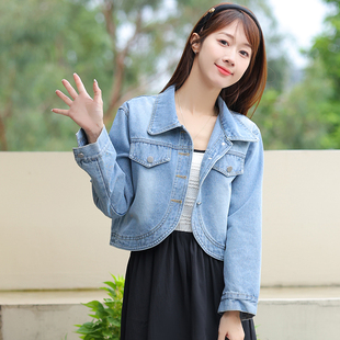 实拍夏季新款韩版设计感小众小个子牛仔正肩短款外套女两色供选