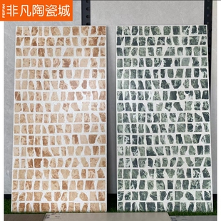 网红复古格子绿色水磨石瓷砖600x1200民宿餐厅仿古砖卫生间墙地砖