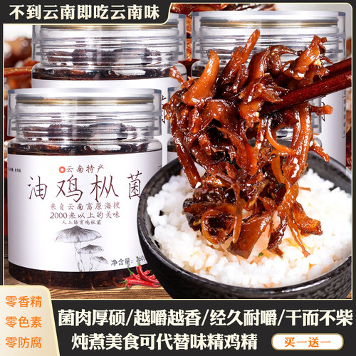 云南特产油鸡肉丝菇松茸菌牛肝菌即食蘑菇酱桢下饭东方甄选抖音同