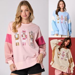 Color Versatile blocked Hoodie Women女 Christmas for Top