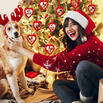 Christmas hat heart-shaped photo frame decoration pendant