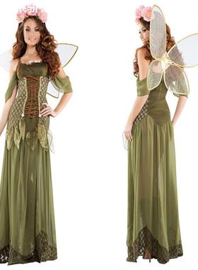 Halloween costume, green elf angel costume精灵花仙子公主服装