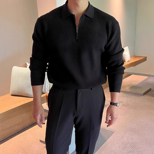 Zippersweatermen'sknittedshirt