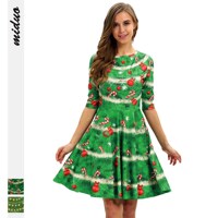 Christmas Dress Printed Women's Slim Dress Long SKIRT dress