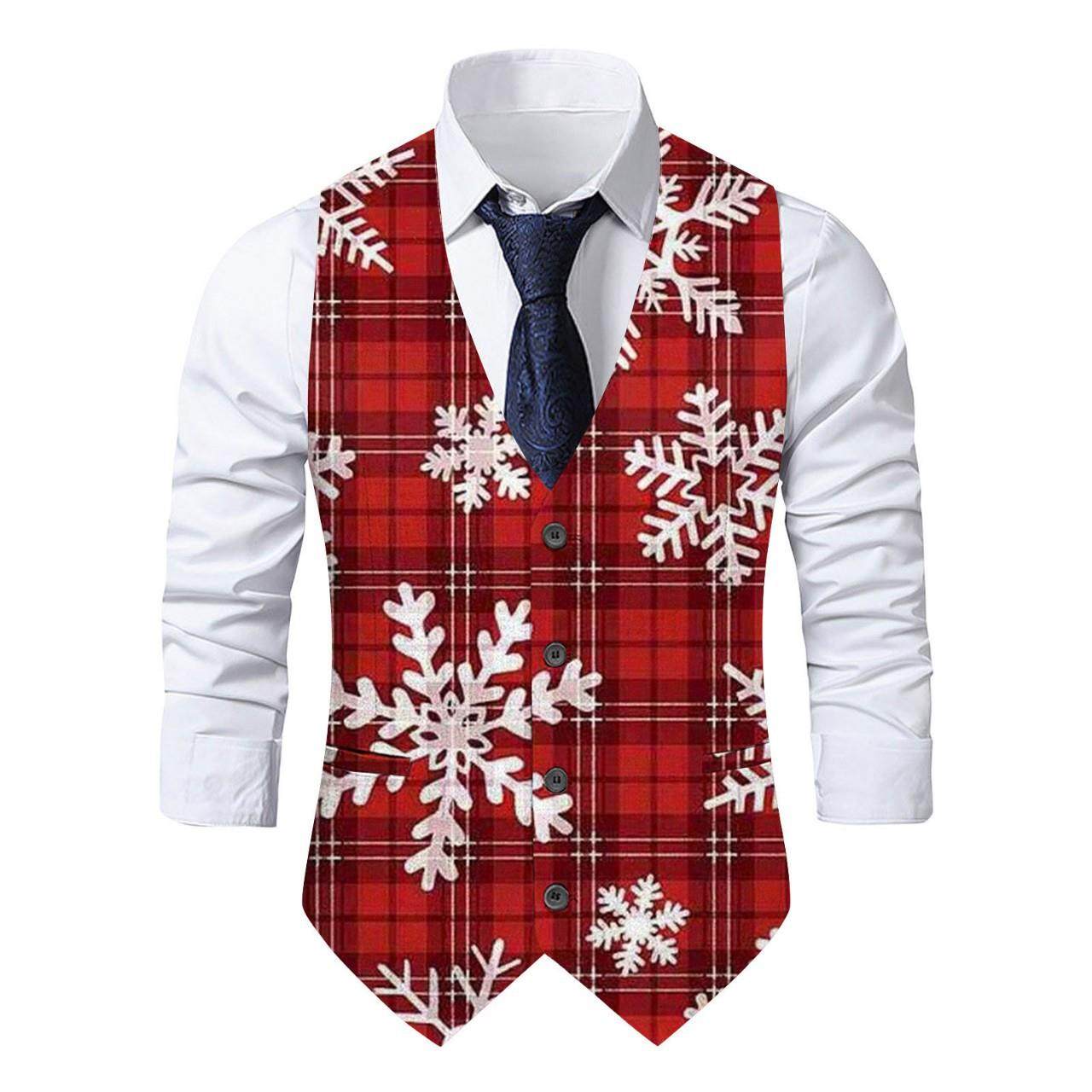 Men'sChristmas random printed suit男士圣诞随机印花西装马甲