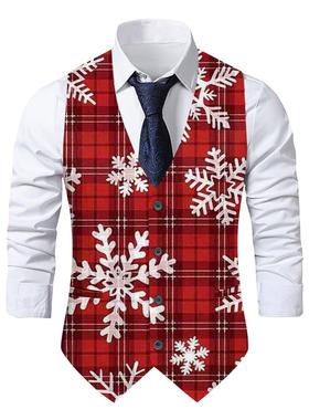 Men'sChristmas random printed suit男士圣诞随机印花西装马甲