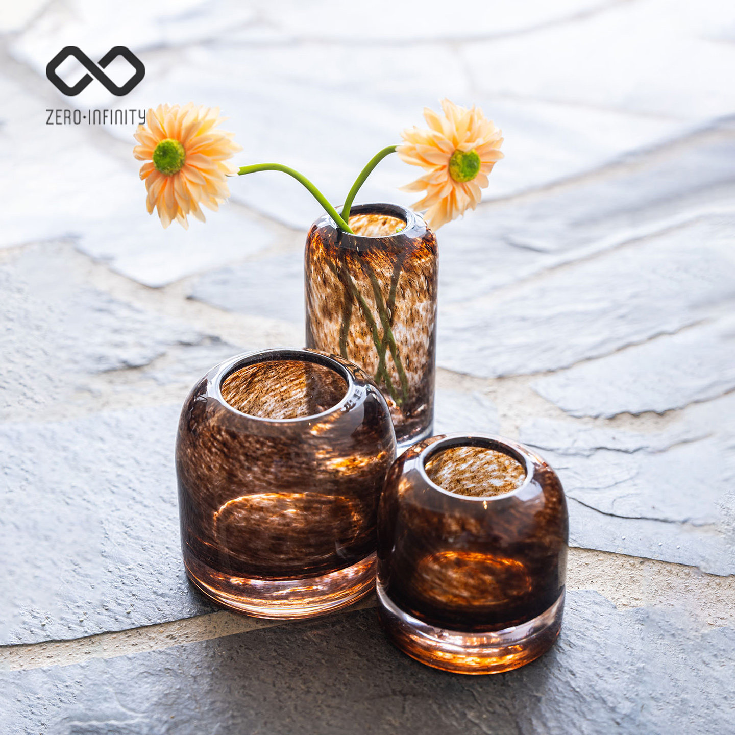 中古风玳瑁色烛台花器摆件玻璃