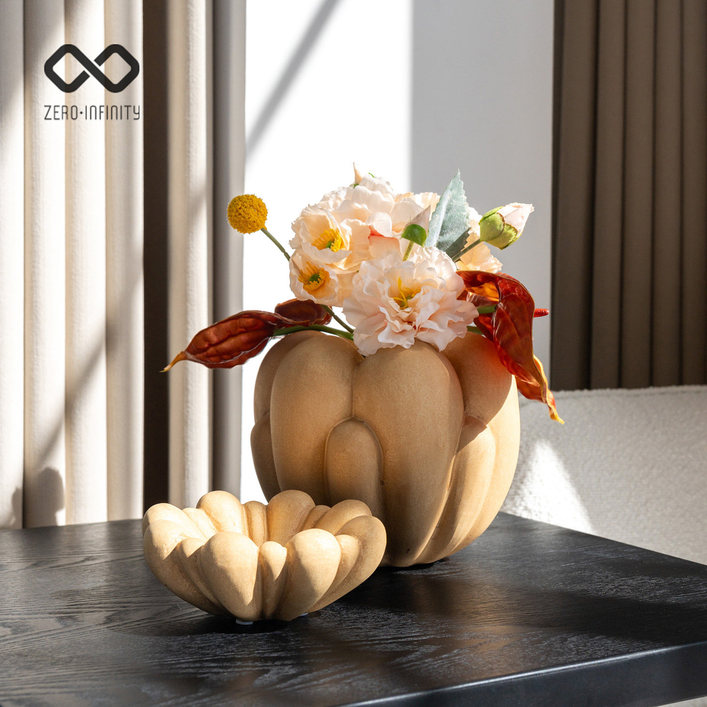 中古风花瓣花器烛台摆件样板间