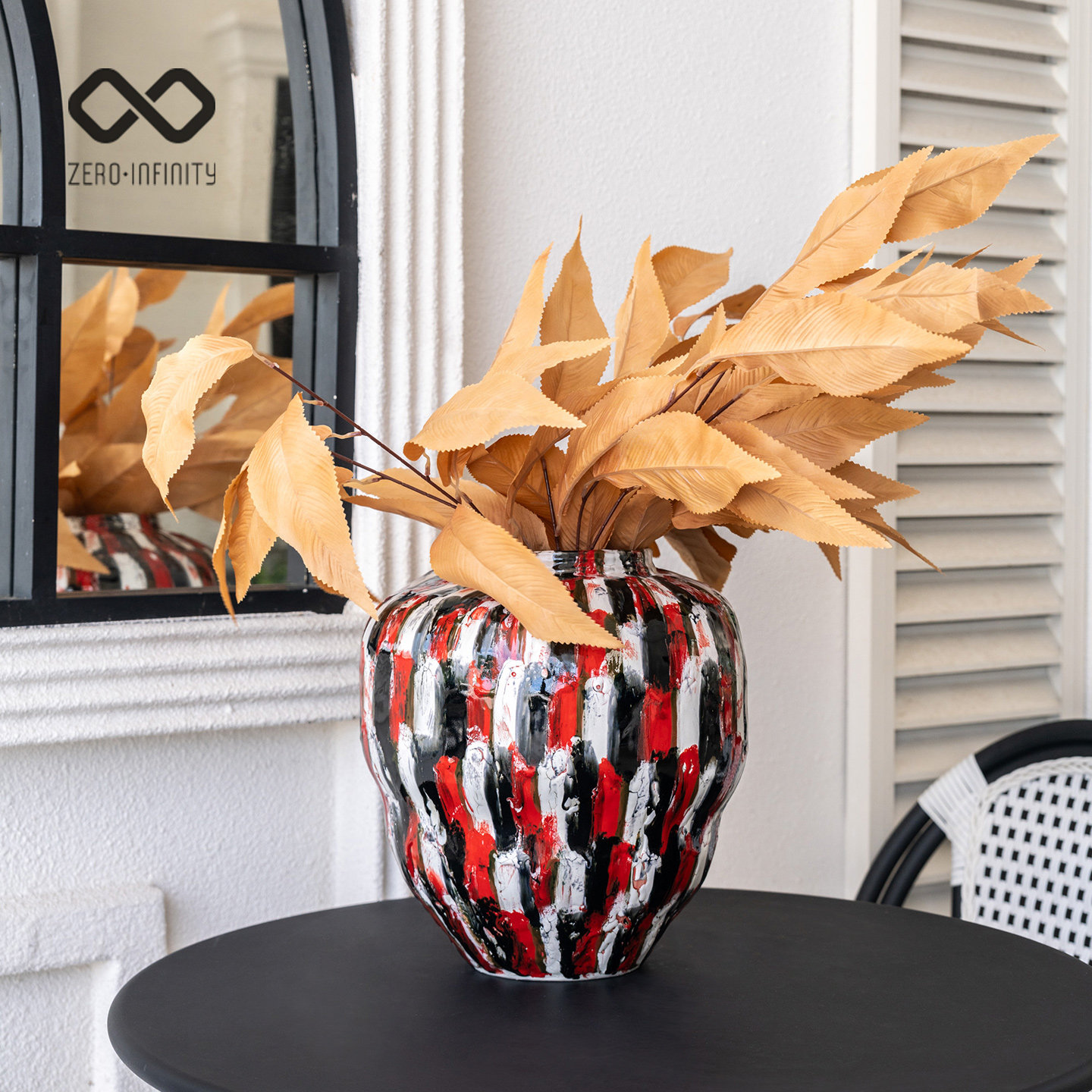 中古风手作肌理大花陶瓷花瓶摆件