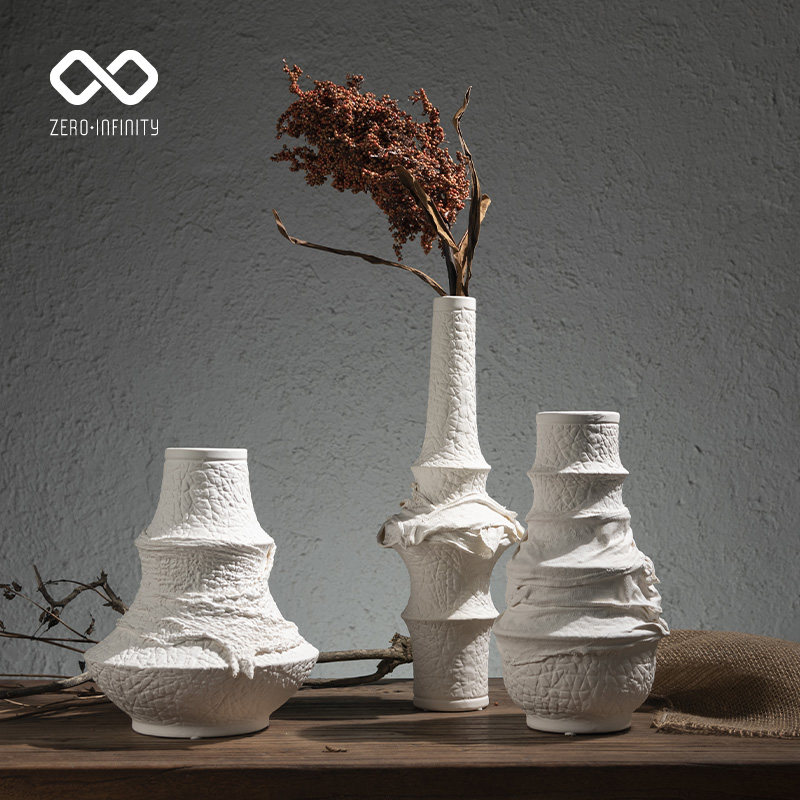 布衣陶瓷摆件花器插花干花创意民宿侘寂风酒店客厅卧室玄关电视柜