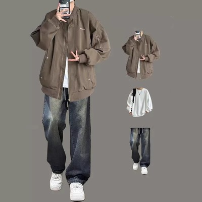 棒球领外套春秋男装一套搭配夹克