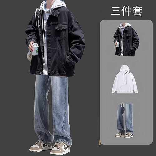 宽松痞帅潮牌牛仔外套春秋青少年
