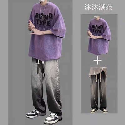 青少年短袖夏季100%纯棉套装
