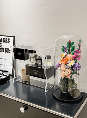 小红书同款家居摆件装饰积木花需拼装玩具防尘罩积木轻奢礼物网红