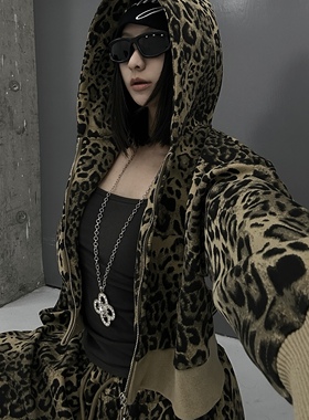 O-DOG 豹纹套装卫衣卫裤 限定百搭舞蹈裤子夏天透气男女通款odog