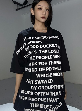 O-DOG 超薄满字印花短袖 酷潮街头美式休闲舞者嘻哈透气街舞odog