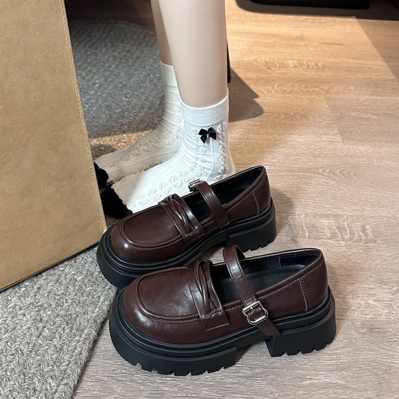 厚底小皮鞋女jk配裙子玛丽珍单鞋