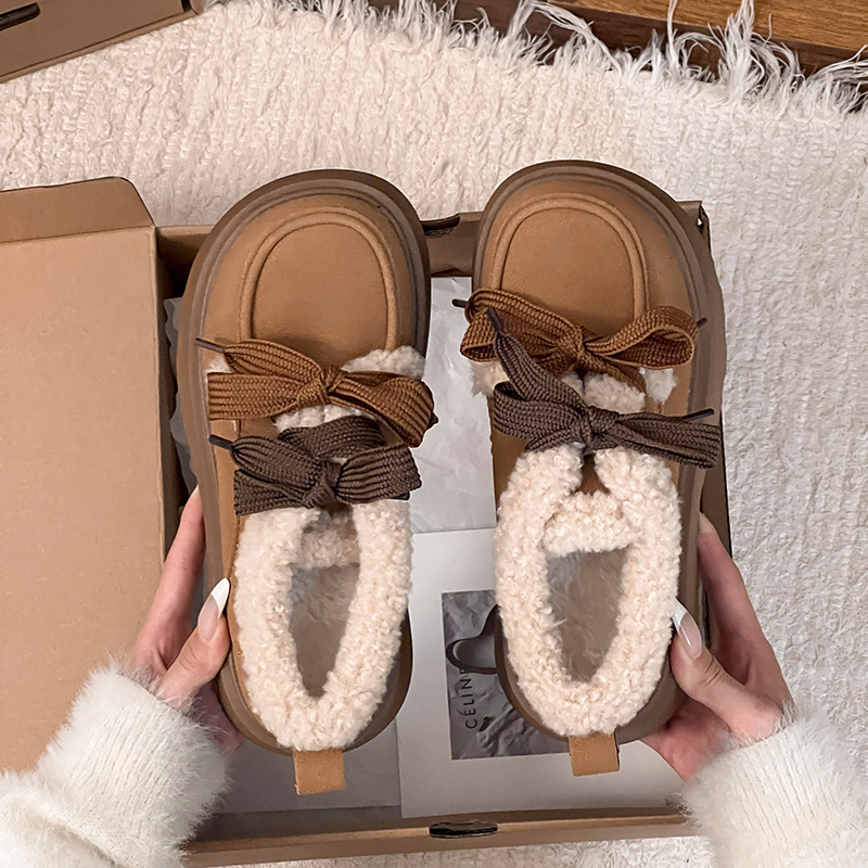 厚底松糕雪地靴女保暖毛毛棉鞋子