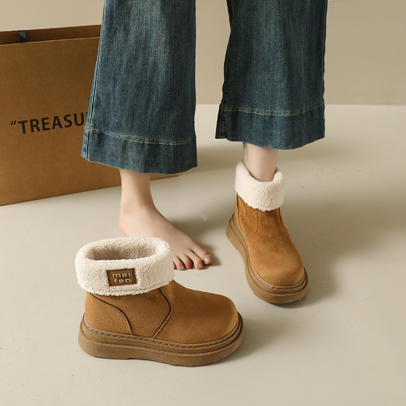 厚底加绒保暖雪地靴女毛毛棉鞋子