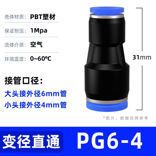 货车气管快速接头气动快插空压机PU直通PG变径4/6/8/10/12/14/16m
