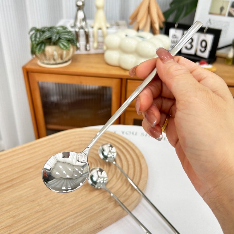 304不锈钢长柄勺子加长咖啡搅拌勺搅拌棒牛奶调料勺韩式小勺子