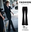 女通勤高级气质穿搭高腰显瘦新款 裤 黑色微喇叭西装 赵露思许研同款