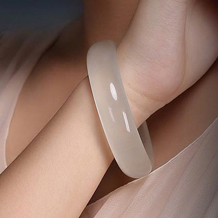 青峰玉器A级缅甸老坑翡翠冰玉手镯油润白玉镯子冰种A货