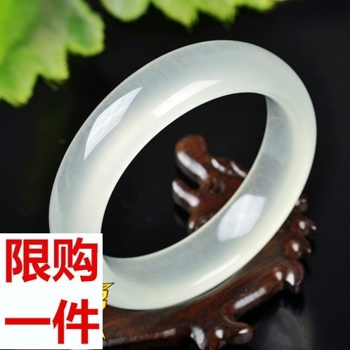 玉器冰透A货玉镯 女款白玉冰丝玉手镯  保真厂家直销