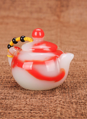 羊脂玉手玩件 新疆和田玉鸡血玉把把壶 金丝玉戈壁玉手把件挂坠