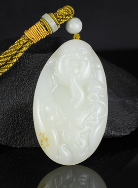 青峰玉器新疆和田玉把件籽料原石手把件财神白玉手把玩男女款